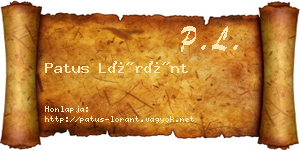 Patus Lóránt névjegykártya
